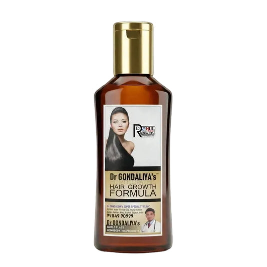 A bottle of Dr. Gondaliya's Hair Growth Formula against a plain white background.